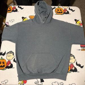 Gildan Men's Blue and Grey Hoodie